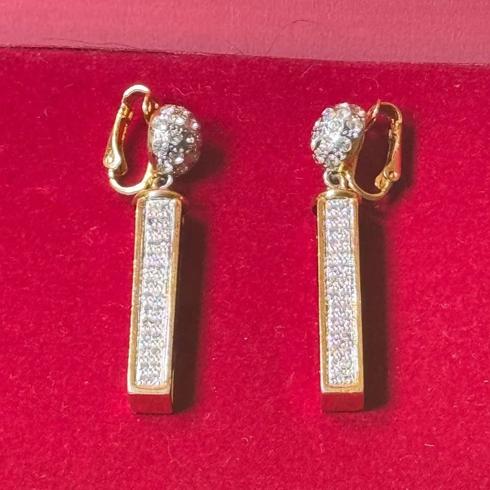 Valentino Black and Gold Crystal Earrings - Picture 2 of 15